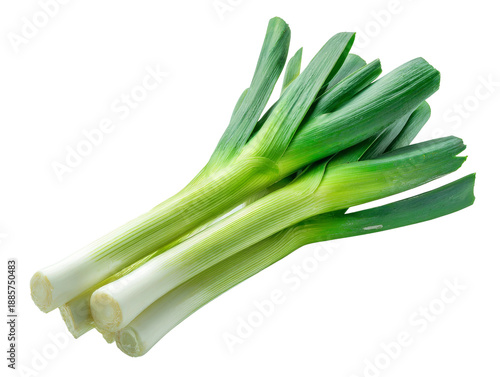 Fresh leek arrangement with vibrant colors Isolated Transparent Background, PNG