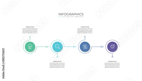 Business infographic template. 4 Step timeline journey. Process diagram, 4 options, Infograph elements vector illustration.