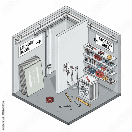 Laundry Room with Washer and Storage.