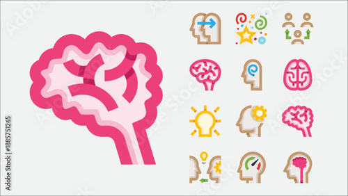 Intellect and education concept icons set