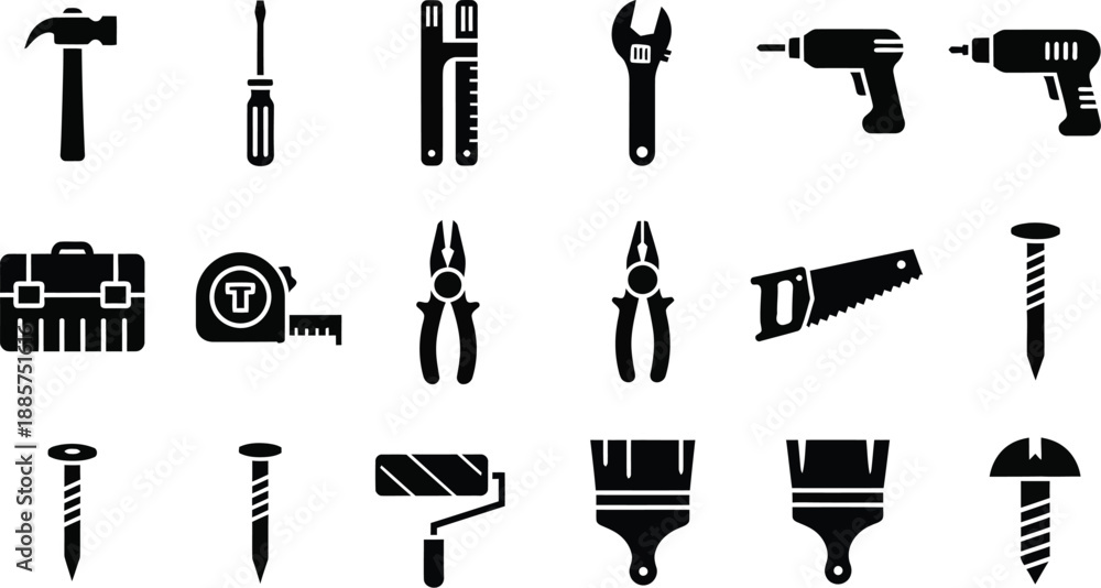 Obraz premium Hand and power tools. vector illustration.