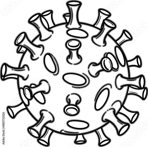 Coronavirus outline icon in hand drawn style, virus and germ symbol for medical healthcare, infection warning vector illustration isolated on white