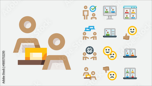 Job interview and recruitment process icons set