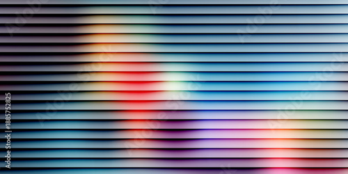 Colorful wave patterns in vibrant hues of blue, orange, and yellow representing sound and motion