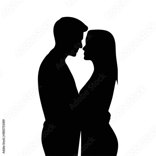 Romantic couple silhouette embrace icon