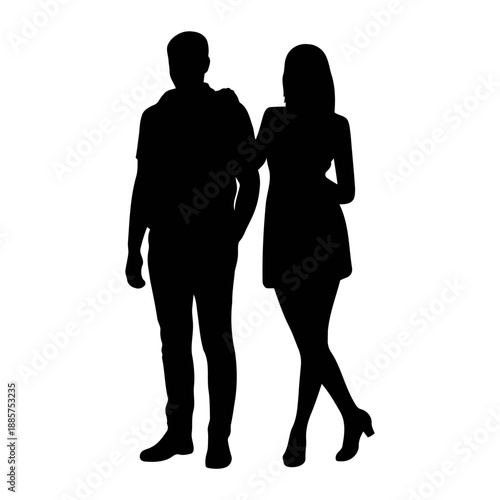 Silhouette of man and woman standing together. silhouette of a couple