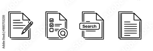 White rectangle document icon with a stack of three checklist lines on the right side, each line featuring an empty checkbox and a dash in a muted blue color.