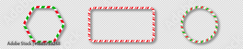 Set of Christmas candy cane frames