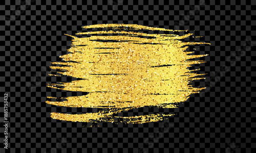 Gold brush stroke on white background