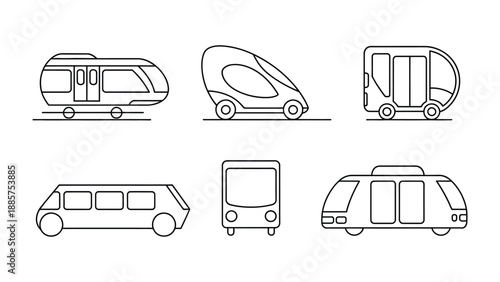 Streamlined transport icons: Modern transport icons showcase the evolution of vehicles, a vision of efficient mobility.