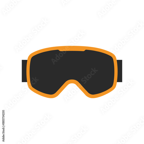 Professional orange and black winter sports goggles isolated on white background for skiing snowboarding and outdoor activities