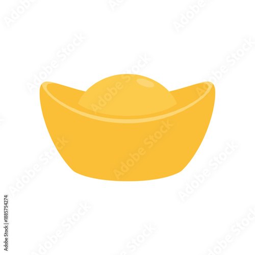 Traditional Chinese gold sycee yuanbao ingot isolated on white background symbol of wealth prosperity and lunar new year fortune