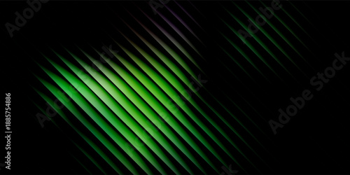 Abstract Reeded Glass Texture Background, Green Gradient, Dark Light Effect.