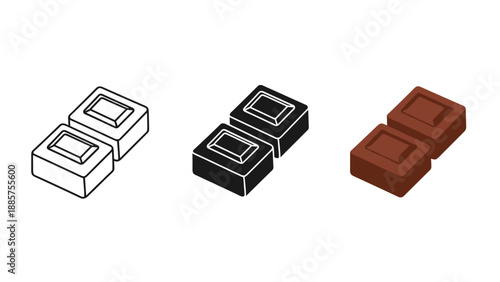 Chocolate bars in line drawing black and white and brown colors