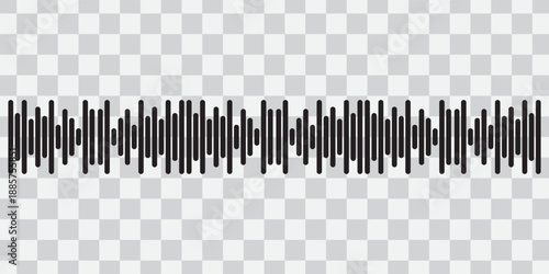 Set of radio Wave icon. Monochrome simple sound wave on transparent background. Vector sound wave icon. Music player sound bar. Record interface. Equalizer icon with soundwave line. used for mobile.