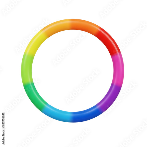 Rainbow colored ring with smooth gradient circle hoop isolated on Transparent Background