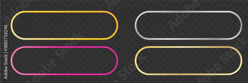 Neon glowing pill shape banner. Light frame for call to action buttons, website headers, app UI elements, game design and futuristic interface concepts.
