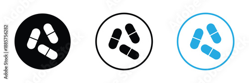 Pills line and silhouette icon set. person with drug medication symbol. medicine treatment pictogram. patient antibiotic prescription. editable stroke. ablet icon, soluble pill, isometric. eps 10 .