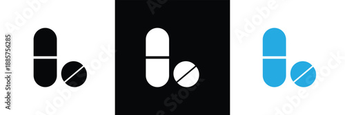 Pills line and silhouette icon set. person with drug medication symbol. medicine treatment pictogram. patient antibiotic prescription. editable stroke. ablet icon, soluble pill, isometric. eps 10 .