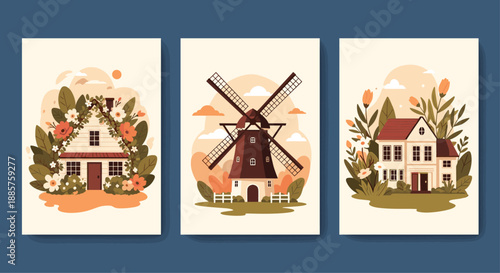 Happy young boy excitedly carries a large blue cardboard box filled with his favorite toys including sports balls and a rocket.