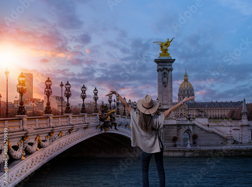 Photography Alexandre III Bridge at sunset - Paris, France