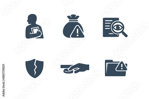 Monochromatic communication failure icons illustrating misunderstanding and information gaps. Clean flat vector symbols ideal for teamwork apps and business interfaces.