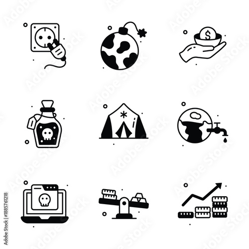 Here is a modern glyph collection of social issues icons, premium vector
