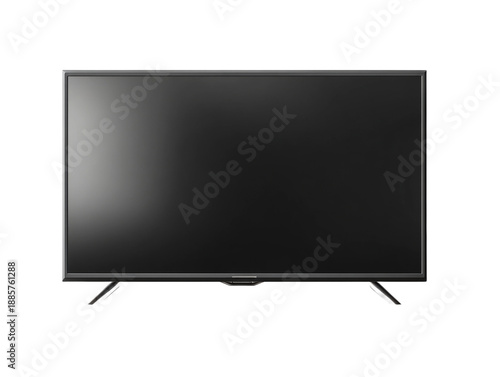 A sleek, modern flat-screen television with a black screen, ideal for home entertainment. Its design is minimalist and elegant.  Isolated Transparent Background, PNG