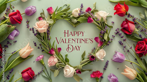heart with roses valantine day illustration
