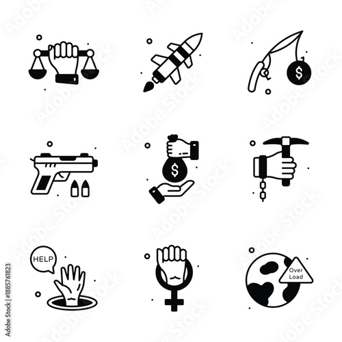 Easy to use glyph style icons set of social issues, premium vectors