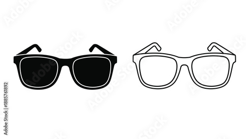 Two pairs of sunglasses one black and one white displayed as a silhouette