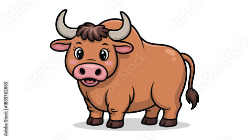 Smiling Bull Cartoon Illustration