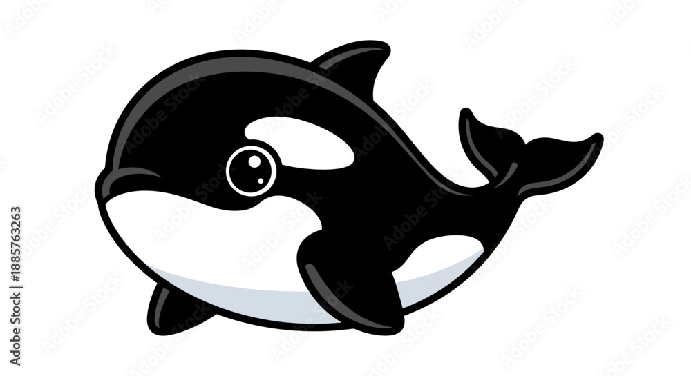 Obraz premium Small Icon of a Cute Baby Orca Whale