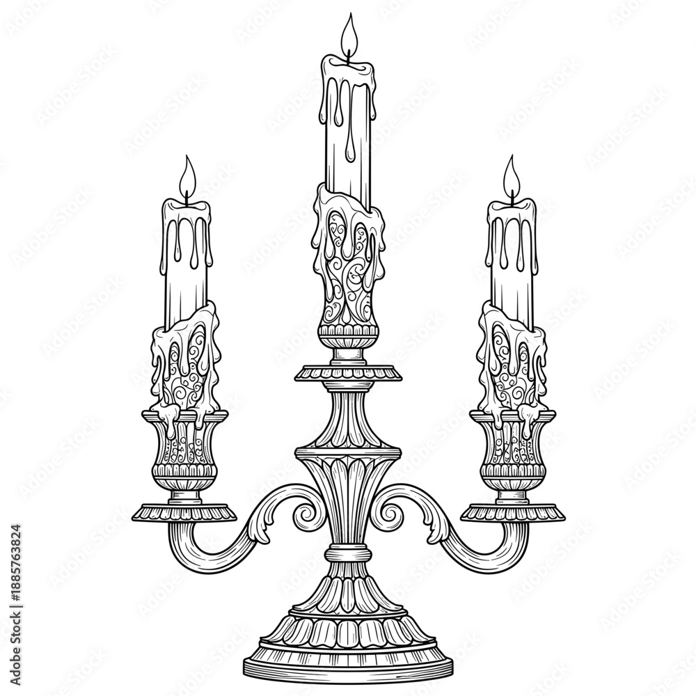 Fototapeta premium Large Triple Candelabra with Taper Candles
