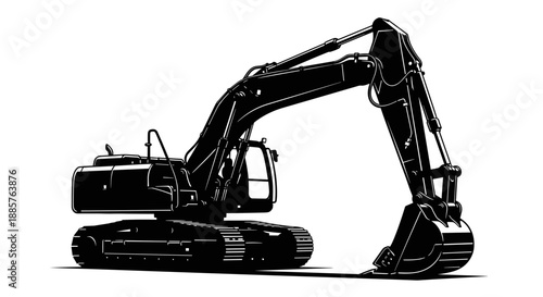 Small Excavator Silhouette Icon for Construction Layouts