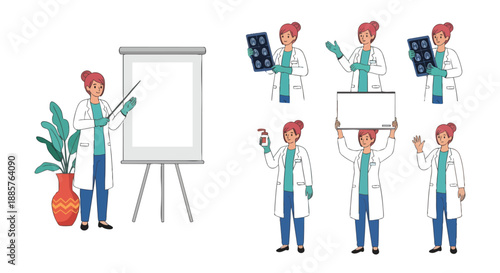 Doctor Poses Set Presentation X-rays Holding Signs and More