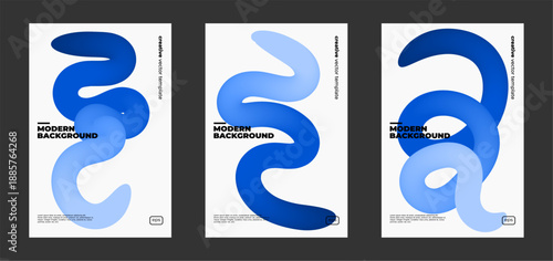 Set of Abstract Color Gradient Swirl Shapes Set. Vector Graphic with Wavy Lines. Colorful Fluid Wave Pattern. Squiggly Design Element.Wavy shape with Colorful gradient. Vector illustration.