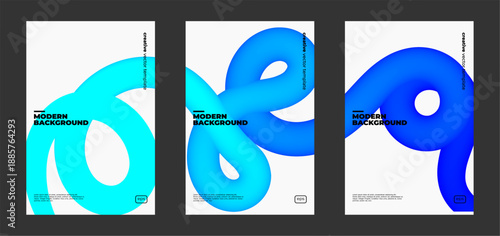 Set of Abstract Color Gradient Swirl Shapes Set. Vector Graphic with Wavy Lines. Colorful Fluid Wave Pattern. Squiggly Design Element.Wavy shape with Colorful gradient. Vector illustration.