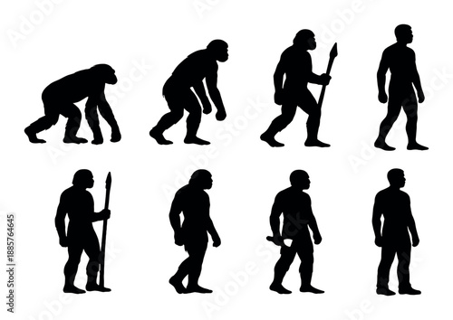 Evolution of human silhouette progress from primate to modern human
