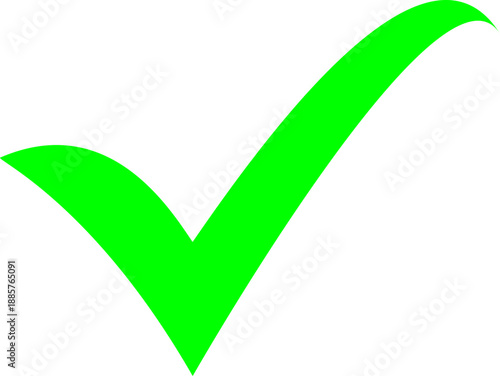 Green checkmark icon for success approval and task completion isolated