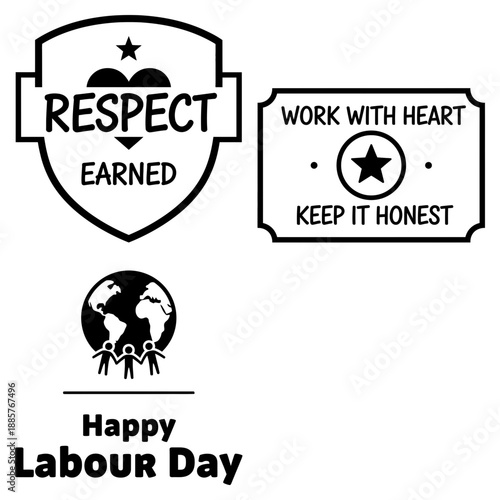 Thank you workers Labour Day icon set with wheelbarrow labourer pharmacist and tablet inspector silhouettes
