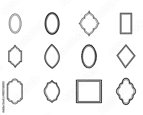 organic frame hand drawn decorative silhouette set