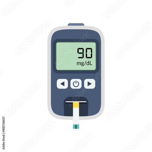 Blood glucose monitoring device flat style illustration isolated on clean white background