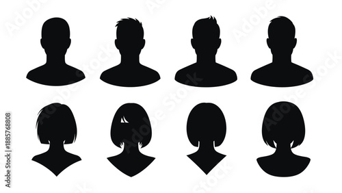 A collection of anonymous head profiles in black a graphic silhouette