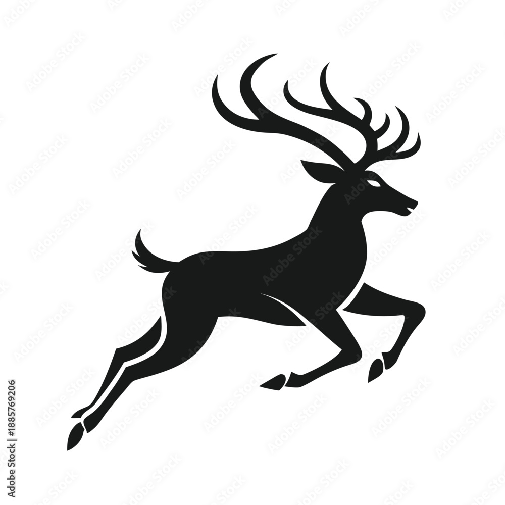 Fototapeta premium Jumping Stag Silhouette Vector Illustration