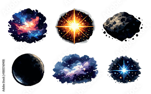 Galactic phenomena: cosmic energy burst, colorful nebulae, and starry night sky