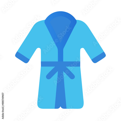 Blue Robe Flat Icon Design, Clean Look on Black Background, Minimalist Style