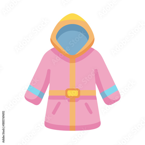 Cute pink bathrobe with hood and pockets for spa or relaxing illustration