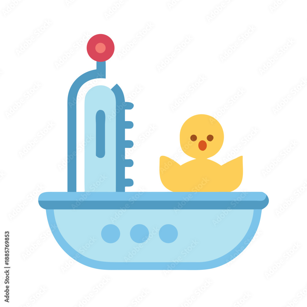 Naklejka premium Baby bath toy with yellow rubber duck on a black background