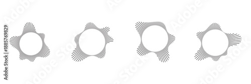 Sound Wave Collection. Play rhythm with audio bars, voice messages, and radio icons. A symphony of music in vector form. Flat illustrations isolated on white background.